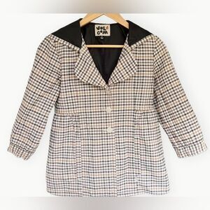 Volcom 3/4 Sleeve Button Up Brown Plaid Hooded Lined Coat. Jacket. Small.